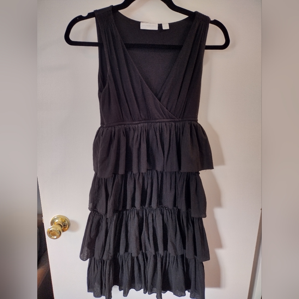 New York & company black ruffled dress size extra small